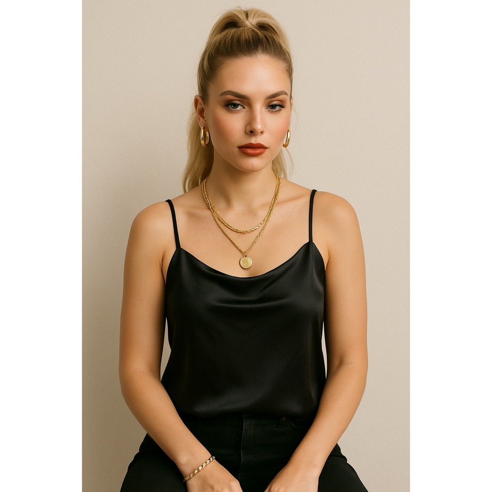 JULIANA‎ COLLEZIONE Black Sheer Hem Tank Top Size 0
